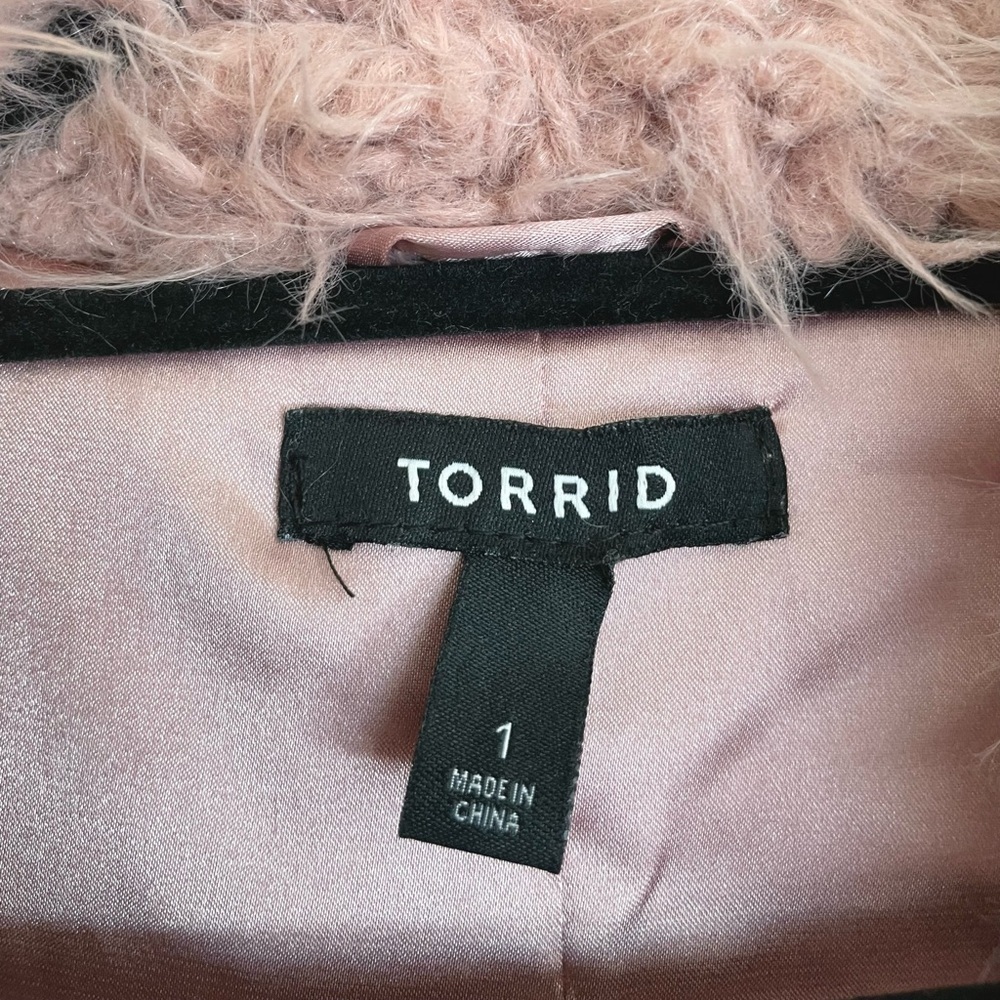 Torrid Sherpa Drape Front Jacket Mauve Pink 1X 14-16 Fluffy Cozy Neutral Rave - Picture 3 of 13